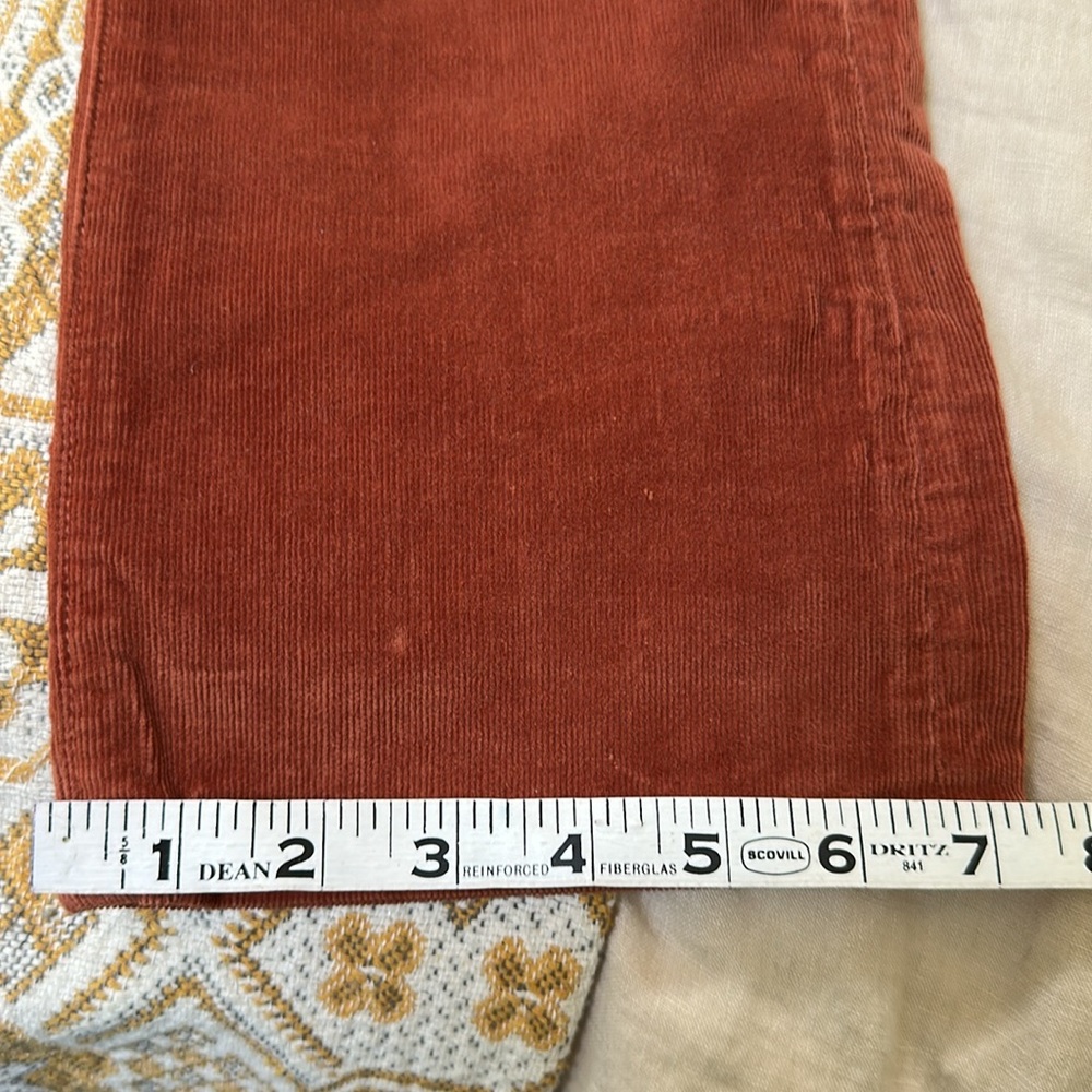 Veronica Beard Carly Kick Flare High Rise - Rust/Orange Straight Leg Corduroys - Picture 5 of 9